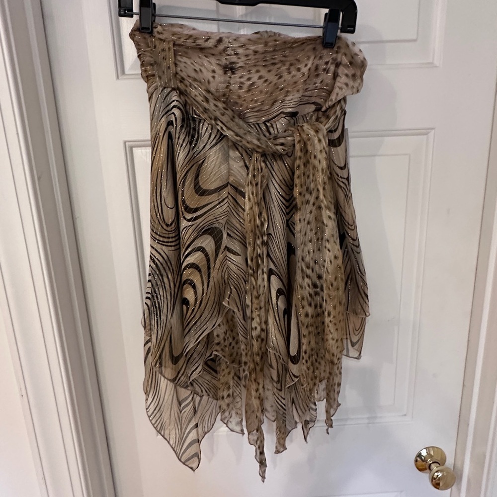 Elegant Brown and gold glittery Patterned Women's Skirt - Picture 3 of 5